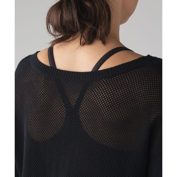 LULULEMON Women’s Well Being Black Cashmere Blend Perforated Back Sweater Sz 8 - Picture 5 of 14